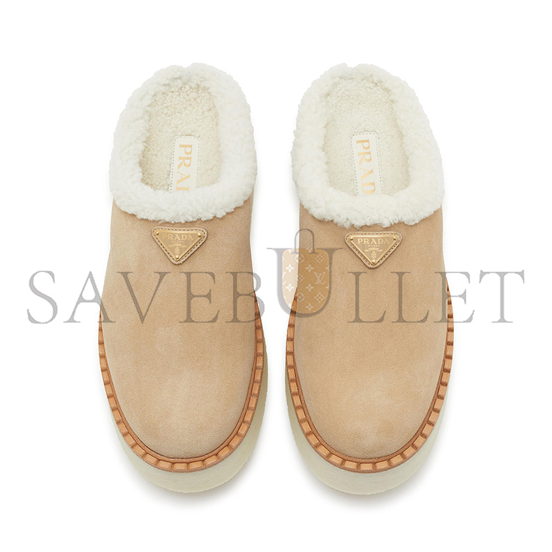 PRADA SUEDE SHEARLING SLIPPERS 1S715N